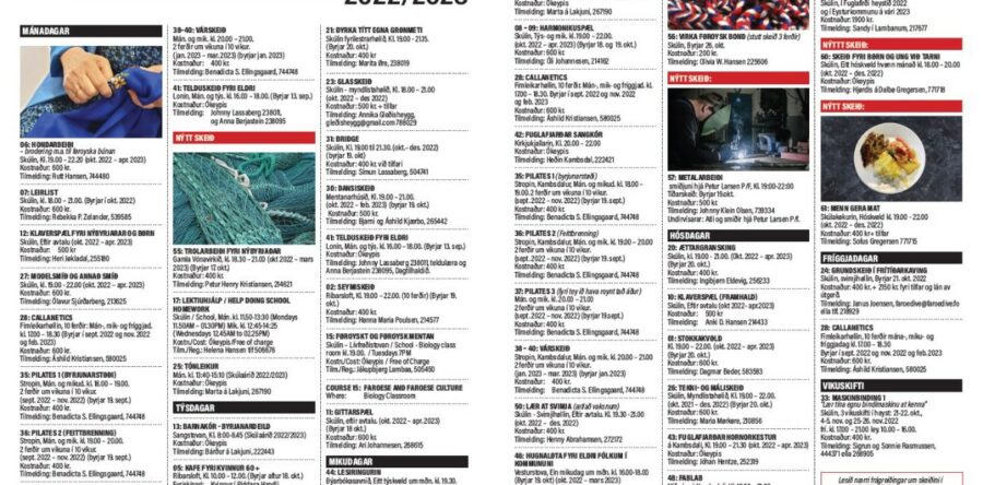 Kvøldskúlaskráin fyri veturin 2022-23