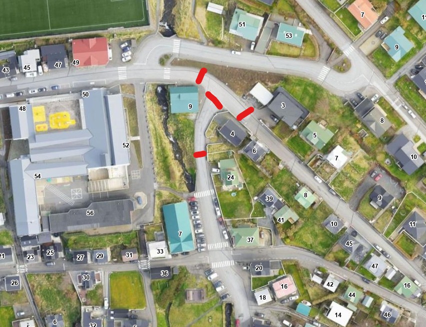 Vegna asfaltarbeiði verður Toftagøtan (Klubbabrekkan) stongd