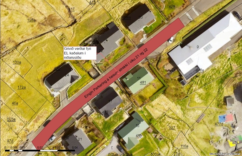 Ferðsla á Innandalsvegi tarnað vegna arbeiði